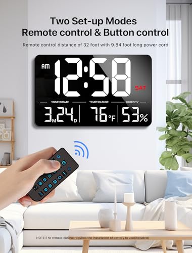 MASHI 13" Large Display Digital Clock, Alarm, Date, Temperature, DST - Image 5