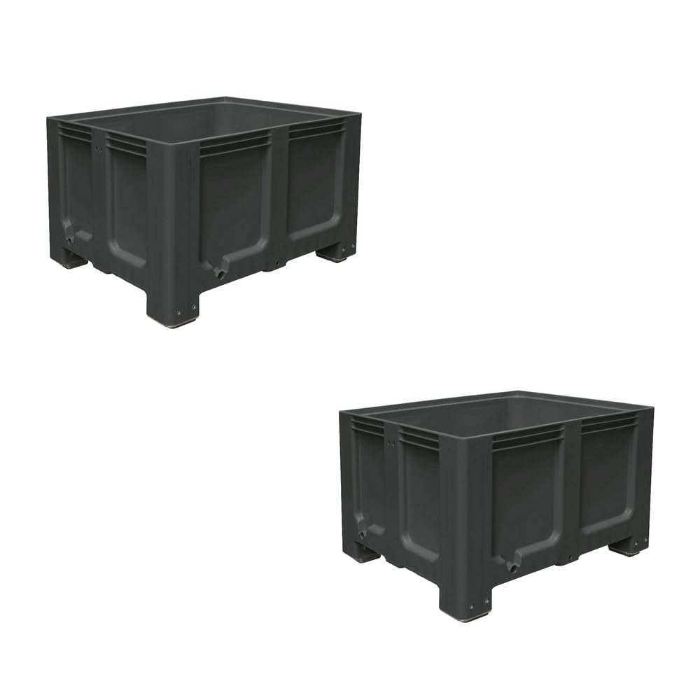 BRB 2x Palettenbox mit 4 Füßen, LxBxH 1200 x 1000 x 760 mm, Boden/Wände geschlossen