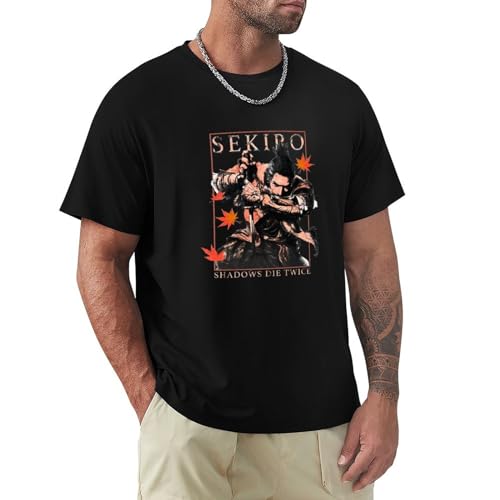 lavorazione eccellente controlli Samurai Shinobi Sekiro Shadows Die Twice T Shirt Souls Game Giapponese 100% Cotone Manica Corta T-shirt Nero, Nero , S