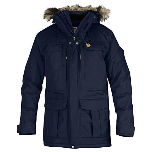 FJÄLLRÄVEN herr Yupik Parka Jacke, Mountain Grey, XS mörk marinblå Medium