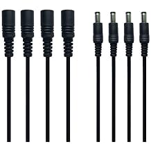 Power Extension Cord, 4 Pack DC 12V Power Supply Adapter Extension Cable 16.5ft 5m 2.1mm 5.5mm Plug for IP Security Cameras, LED Strip Lights, Baby Monitor, DVR, Router