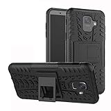Galaxy J6 2018 case,LiuShan Shockproof Heavy Duty Combo Hybrid Rugged Dual Layer Grip Cover with Kickstand for Samsung Galaxy J6 2018 / ON6 Smartphone (with 4in1 Packaged),Black