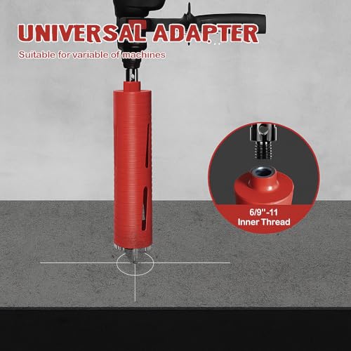 Image of METRO 50mm Diamond Dry Concrete Hole Saw Drill Bit, 10 inch Drilling Depth, 5 /8 inch-11 Thread for Concrete, Granite, Masonry Brick Block, with 1 Adapter SDS Plus Easily Use By Rotary Hammer. (50x300mm)