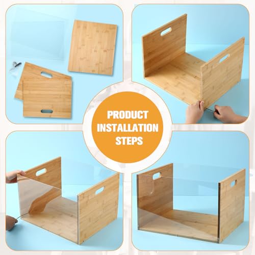 Yousoontic 1 caixa organizadora de arquivos de acrílico transparente com alças de bambu para pendura