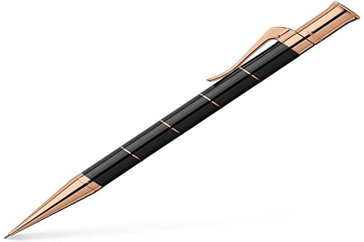 Graf von Faber-Castell - Matita a rotazione Anello in oro rosa, 0,7 mm | Manico in resina pregiata con anelli in oro rosa, parti metalliche platinate e grado di durezza B