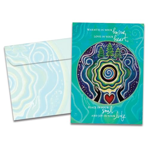 Tree-Free Greetings Kartki świąteczne i koperty, zestaw kart zimowych, 13 x 18 cm, zestaw 10 sztuk, zimowe błogosławieństwo mandali, (HB93545)