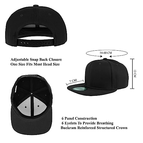 Gelante Snapback Hats for Men - Flat Bill Brim Baseball Cap Hat - Plain Blank Adjustable