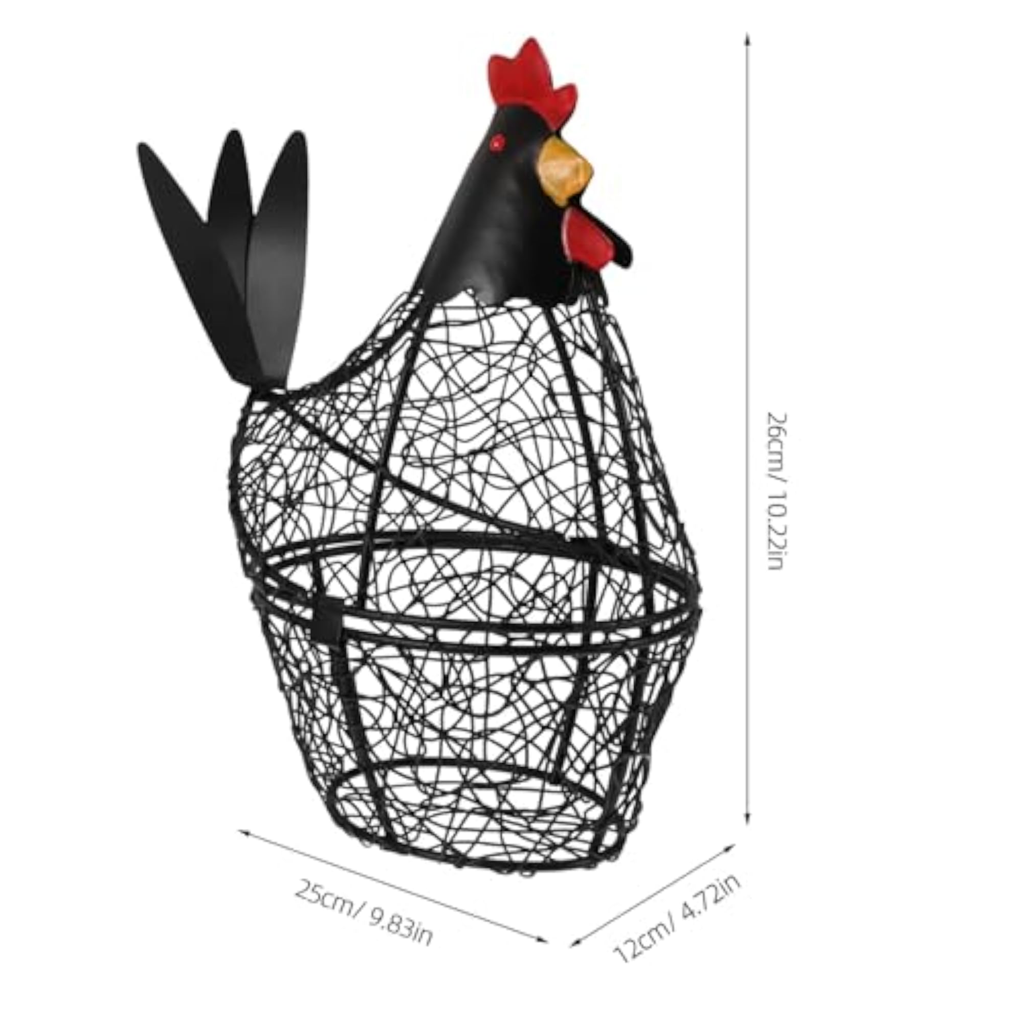 Iron Hen Shape Egg Basket, Black Metal Storage Organizer