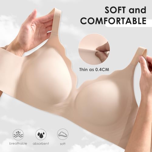 Image of Seamless Wireless Bra for Women with Support - No Underwire Full Coverage Push Up Comfort Bras - Back Fat Smoothing Bralette