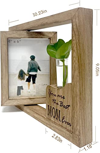 Ylu Yni 4X6 Rotating Picture Frame,Mothers Day Gifts For Mom, Rustic Wooden Double Sided Photo Frames, Creative Vase For Plants And Flowers, Mom Gifts For Birthday #TOP1