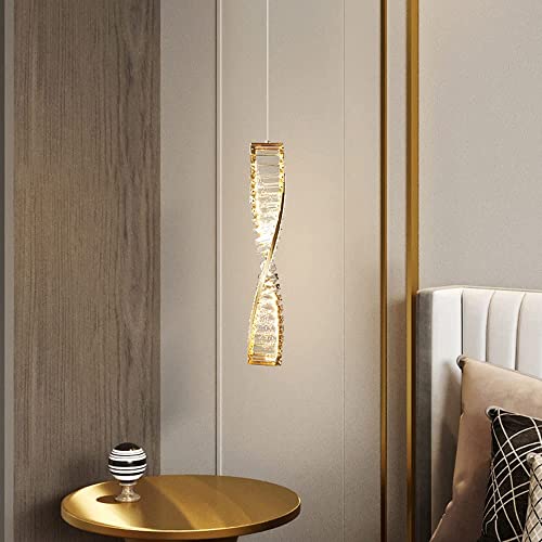 Chandelier LED cristal de luxe spirale or design escalier