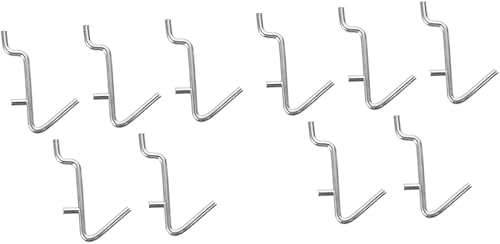 Angoily Pegboard - Estante perforado con gancho en V, 10 unidades, acero inoxidable, resistente, perchero