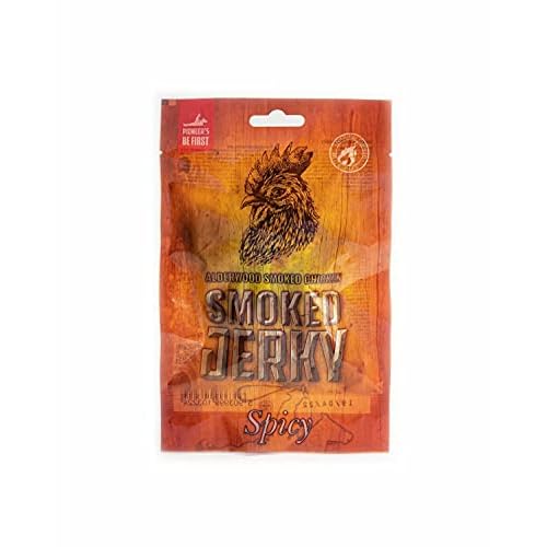 NEW BEER SNACK - Spicy Chicken Jerky Steak - Trockenfleisch Protein Snack - Hochwertiges Hühnerfleisch - Geräucherte Trockenproviant - Würzig Knabberartikel - 12x50 g