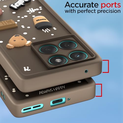 Image of Pikkme Back Cover for Motorola Moto Edge 60 5G / Motorola Moto Edge 60 Fusion 5G | Cute Fun Cartoon 3D Bear Silicone Full Body Protection Bumper Case (Brown)