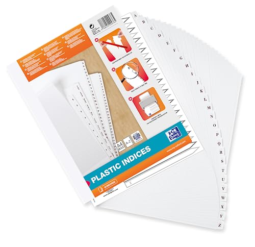 Intercalaires alphabétiques A4XL OXFORD blanc en PVC pour trier sans masquer