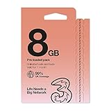 Three Mobile PrePaid Europe UK Three sim Card 8GB DataUn MinutesUn Texts for 30 Days w