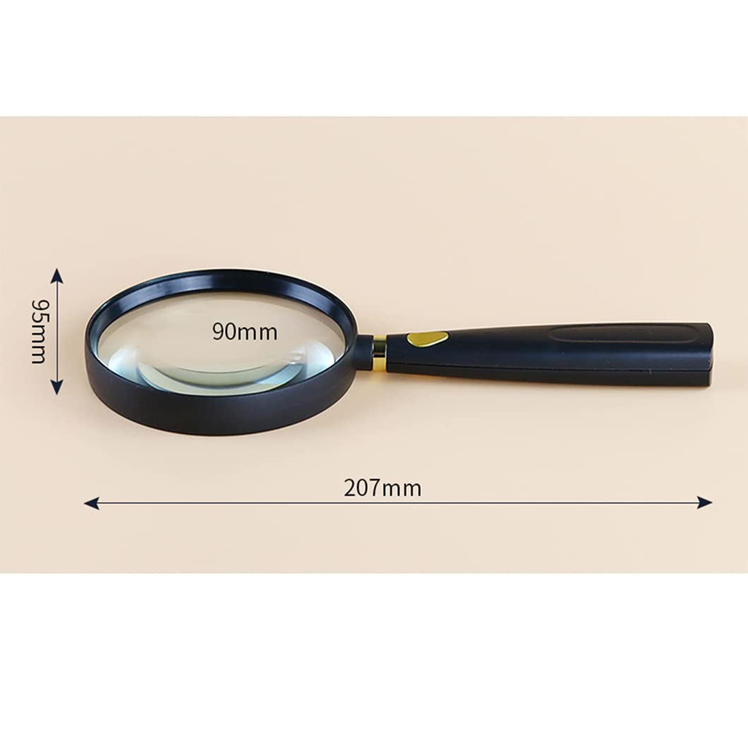 CanEve Lupa de 20X 90 mm Lupa de Mano Marco Engrosado Inastillable Personas Mayores Niños Lectura Lupa con ABS Mango Suave Antideslizante for Lectura, Pasatiempos, Regalos for Negro Lupa