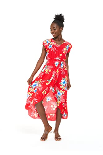 Image of Matchable Family Hawaiian Luau Men Women Girl Boy Clothes in Hibiscus Red