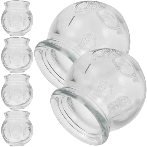 Générique Ensemble 6 Ventouses de Massage en Verre Épais Taille N°1 Kit de Thérapie par Ventouses pour Usage Domestique Stimulation Circulation Sanguine et Renforcement Musculaire