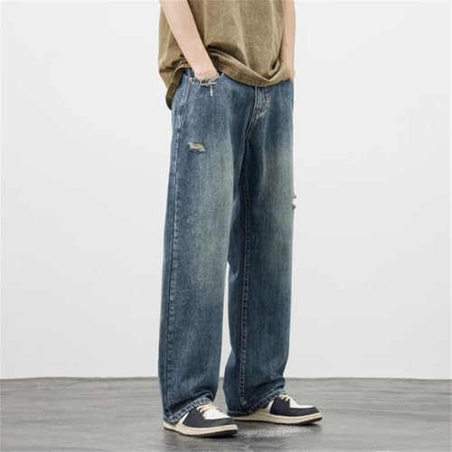 Men Loose Jeans Straight Ripped High Street Vintage Y2k Pants Distressed Denim Male Trousers2