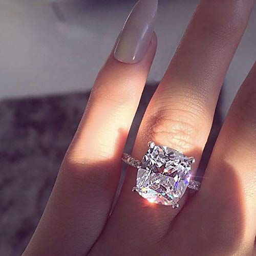 Classic Four Prong White Cubic Zirconia 4 Carat Princess Cut Cubic Zirconia CZ Silver 925 Wedding Engagement Ring4