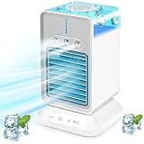  Climatiseur Mobile, 3 Vitesses,3 Modes de Brumisation,4 en 1 Clim Mobile Minuterie 2/4H,120° Oscillation Mini Climatiseur Portatif Pour Le Bureau De Chambre