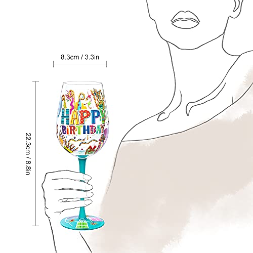 Nymphfable Z10011 Hand-Painted Wine Glass Happy Birthday Artisan Painted 15Oz Personalised Gift thumb #4