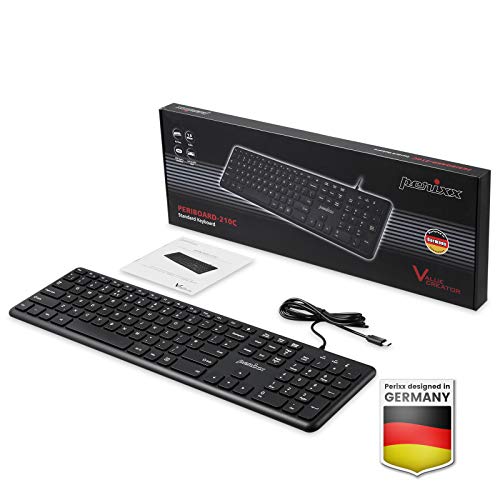 Perixx PERIBOARD-210C DE - Tastiera USB-C con