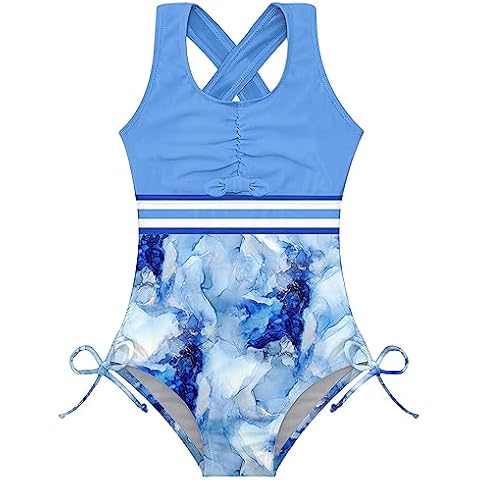 BFUSTYLE Girls One Piece Swimsuit Cute Striped Bathing Suit Hawaii Swimwear 4-13 Years Cover
