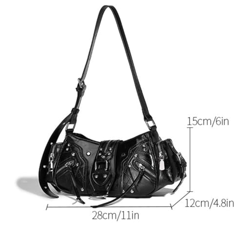 Shoulder Purse for Women, Leather Women's Handbag Y2k Aesthetic Coquette Shoulder Bag Hobo Punk Trendy Ladies Purse3