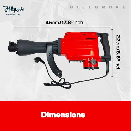 Image of Hillgrove HGCM1068M5 1800 Watt Heavy Duty Demolition Chisel+Hammer Concrete Breaker Drill Machine with 2 Bits for Breaking Concrete Road /Wall /Hammer Drill