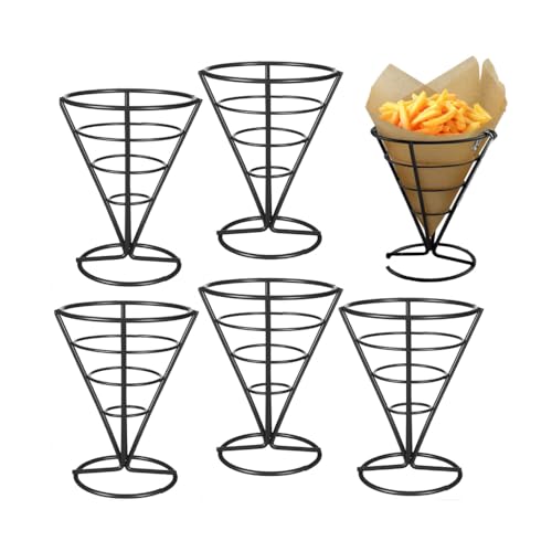 Cesta para freír de metal con soporte para patatas fritas y aperitivos (Pack de 6 unidades) 2