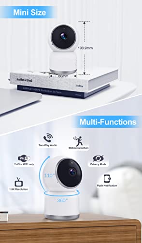 Molintell Security Camera Indoor Wireless Wifi 2K, Infrared Night Vision Baby Monitor With Motion Detection, Two-Way Audio, 360° Indoor Camera Wireless Compatible With Alexa/Google Assistant #TOP1