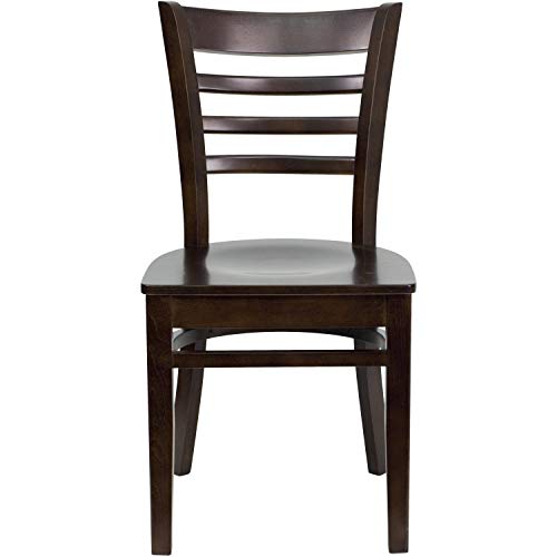 Image of Flash Furniture 2 Pack HERCULES Series Ladder Back Walnut Wood Restaurant Chair