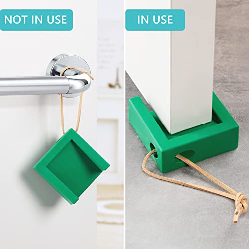 Panalo Rubber Door Stopper For Bottom Of Door - Heavy Duty Door Stop Wedge - Both Directions Anti-Slip Design Doorstop For Home Office Dorm Classroom, Fits Door Gaps 0.2 To 0.8 Inch (Green, 2 Pack) #TOP3