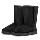 KOCASO Women's Snow Boots Mid-Calf Fur Lined Warm Classic Winter Shoes for Women Outdoor Anti-slip(Black 9)