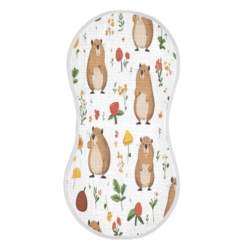 JUZIHAI 1Pack Cute Capybara Baby Burp Cloths Soft Cotton Burp Rags,Super Absorbent Burp Cloth Bag for Newborn Baby Boys/Girls