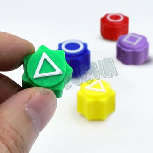 Image of ESCUCHA Gaming Tokens Set with Symbols, 5 Colourful Pieces with Storage Holder, Korean Traditional Gonggi Game