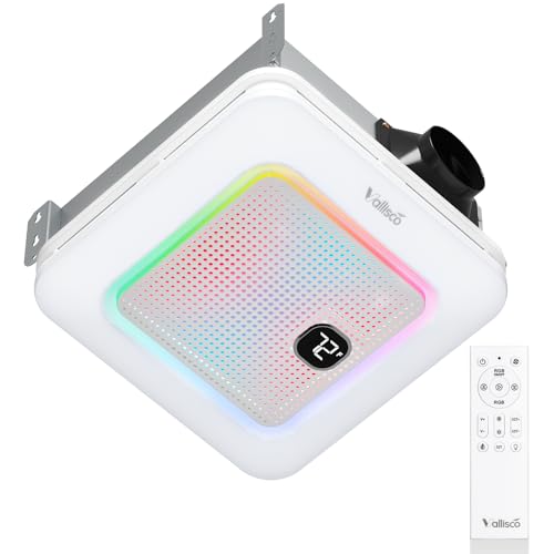 VallisCo Bathroom Exhaust Fan with Bluetooth Speaker, RGB Light & Remote, 230 CFM Quiet Ceiling Fan...