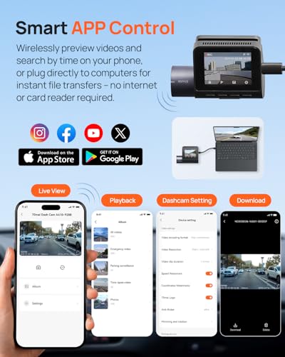 Image of 70mai Dash Cam Front and Rear - 2.5K+1080P Dual Dash Camera with HDR, Super Night Vision, F1.55 Aperture, 24H Parking Mode, Built-in Wi-Fi & GPS, G-Sensor, Loop Recording (A410)