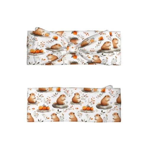 Floral Orange Guinea Pig Print Baby Girl Bows Headbands Baby Girls Newborn Headbands Infant Toddlers 0-6 Months2