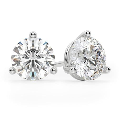 14K White Gold Plated 6mm Round Cut Simulated Diamond Solitaire Stud Earrings 925 Silver