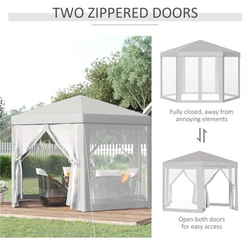 Carpa para camping y patio, blanca, 2 puertas con cierre miniatura 3