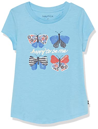 Image of Nautica Girls Short Sleeve T-Shirt with Fun Graphic Design, Cotton Tee with Tagless Interior