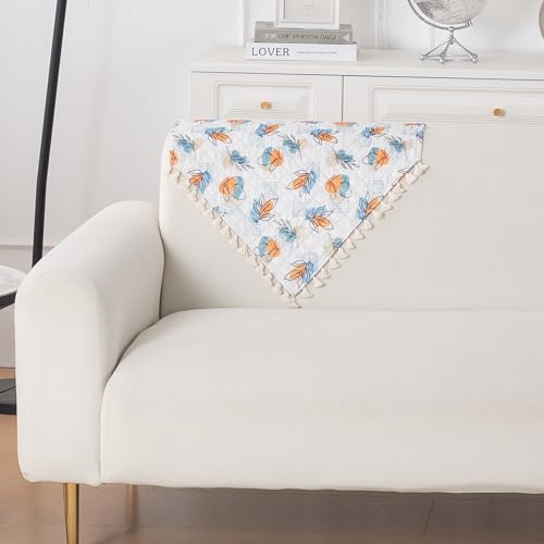 Image of HOKIPO Abstract Petals Quilted Sofa Backrest Cover Mat| 'Tassel Twigs' Series (IN-988-T10)