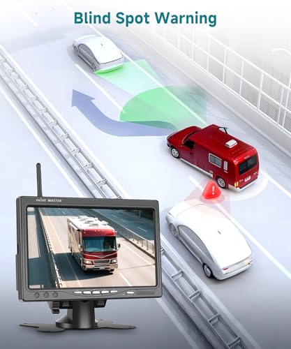 Image of Wireless Backup Camera Kit, Sellrich Reverse Camera with 7 Inch 1080P IPS Monitor 2 Cameras, Support DIY Parking Line BSD Image Flip IR Night Vision Waterproof Rear View Camera