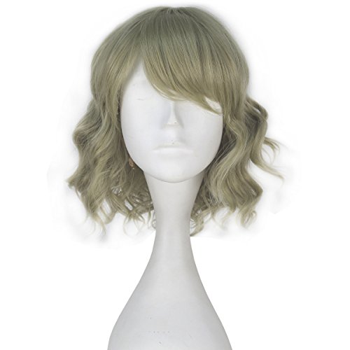 Miss U Hair Girl Synthetic Short Curly Light Green Wig Game Cosplay Costume Wig