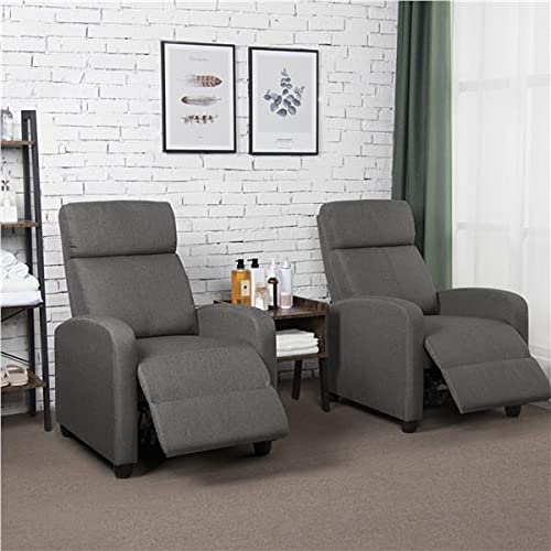 Yaheetech 2-Seat Fabric Pushback Recliner Chair Living Room Chair With Thick Seat Cushion And Backrest Reclining Chair For Living Room Grey #TOP7