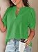 Dokotoo Tops for Women Trendy 2025 Business Casual Outfits Cute V Neck Dressy Blouses Short Sleeve Shirts Summer Lace Tops Puff Blouses Vacation Outfits Women Clothing Bright Green Shirts S