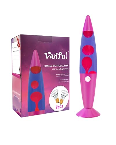 Image of Vanful 16-Inch Liquid Motion Lamp- Pink Base, Purple Liquid, Pink Wax, Beautiful Magma Lamp with 2 packs bulbs for Adults Kids, Night Light for Boys Girls Present Home Bedroom Office Living Room Decor